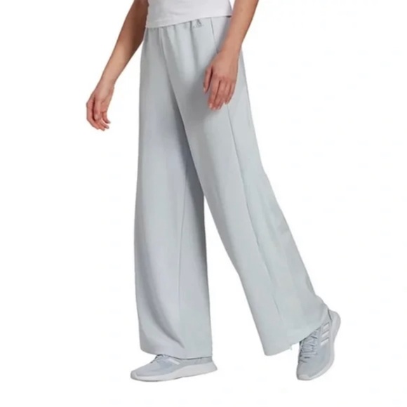 Adidas Zoe Saldana Women 2XL Blue Tint Zippered Hems Wide Leg Track Pants - Picture 1 of 10